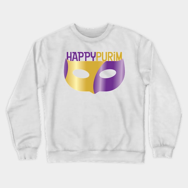 Purple Gold Happy Purim and mask Crewneck Sweatshirt by sigdesign